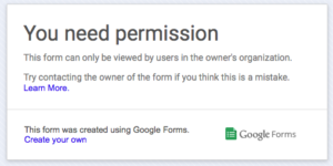 Google Forms permissions error